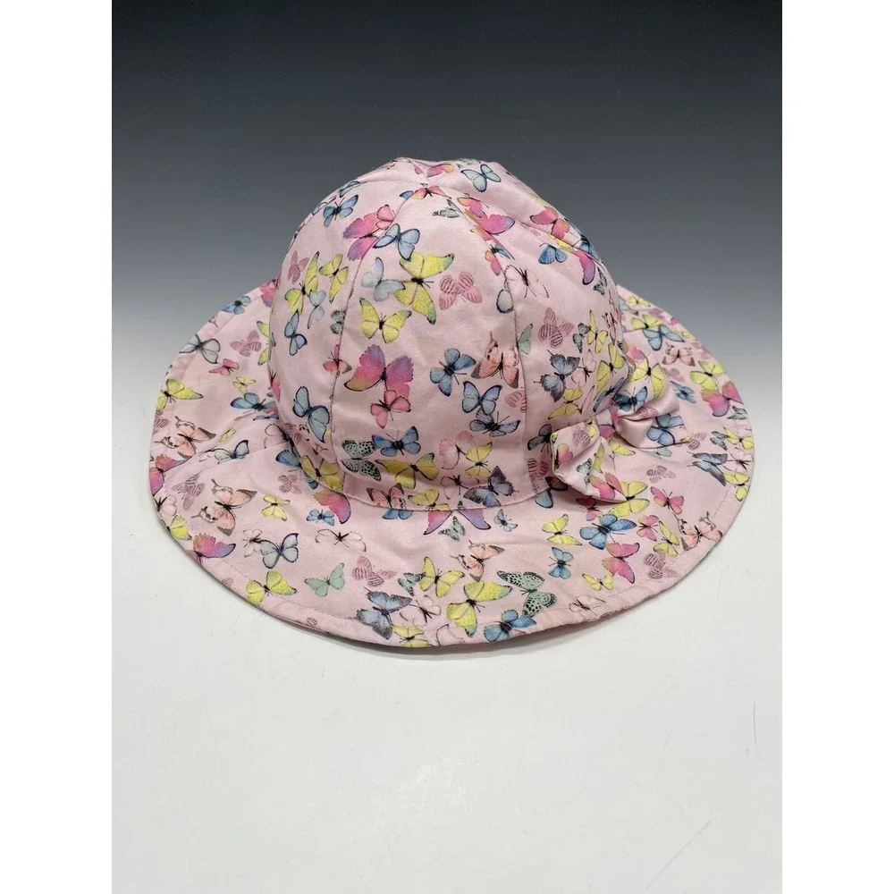 H&M Hat‎  1 1/2 - 4 Y Girls Bucket Hat Sun Pink Butterflies Bow Kids